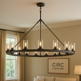 Ondra Round Clear Glass Chandelier 48"